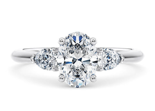 Florence Oval Shape Pave Setting Trilogy 2.00 mm
