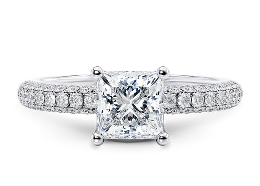 Muse Princess Shape Pave Setting Diamond Band 2.50 mm