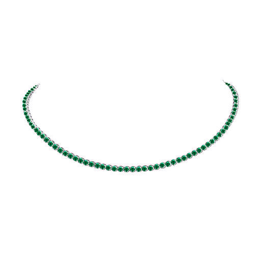 14k 2.50ctw Emerald Tennis Choker Necklace