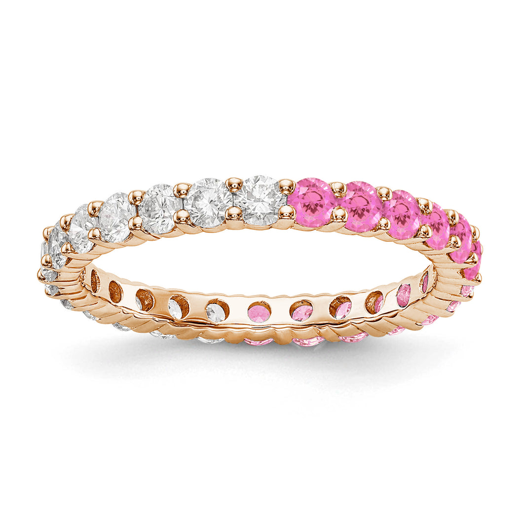 14k Pink Sapphire and Diamond Eternity Ring