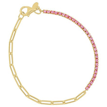 Load image into Gallery viewer, 14k 2.70ctw Pink Sapphire Paperclip Bracelet
