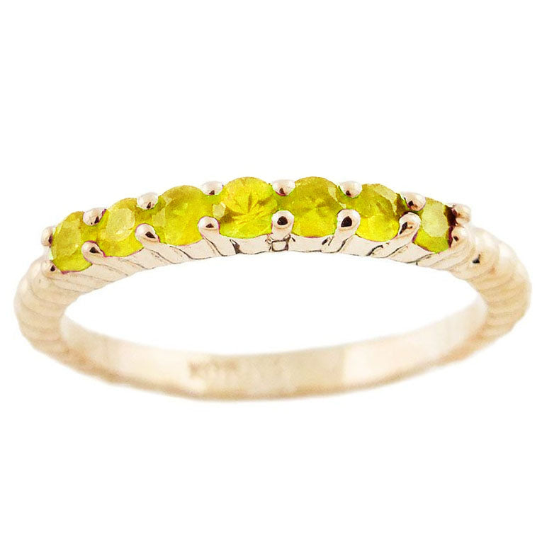 14k 0.30ctw Yellow Sapphire Beaded Stackable Ring