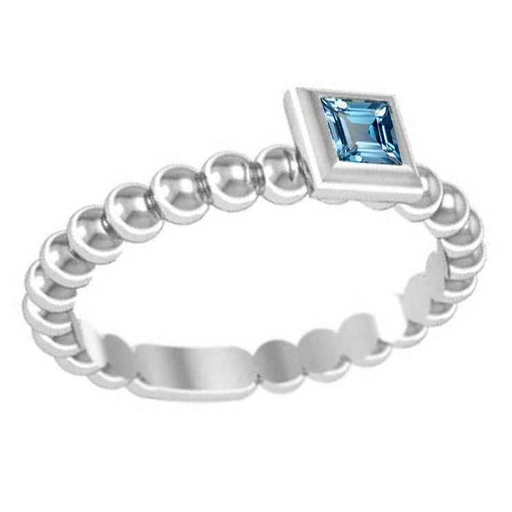 14k 0.25ctw Blue Topaz Beaded Stackable Ring