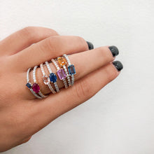 Load image into Gallery viewer, 14k Sapphire and Diamond Stackable Ring
