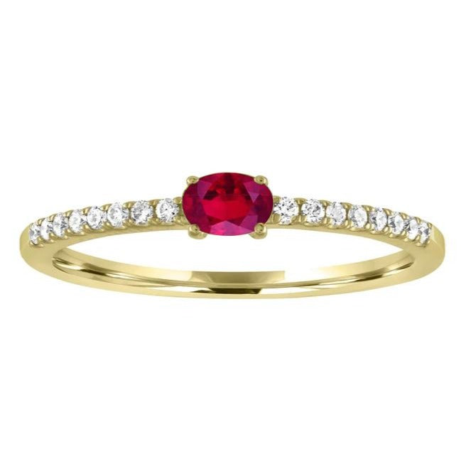 14k Ruby and Diamond Stackable Ring