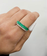 Load image into Gallery viewer, 14k Emerald and Diamond Double Band Eternity Ring
