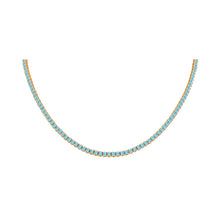 Load image into Gallery viewer, 14k 5.00ctw Turquoise Tennis Choker Necklace
