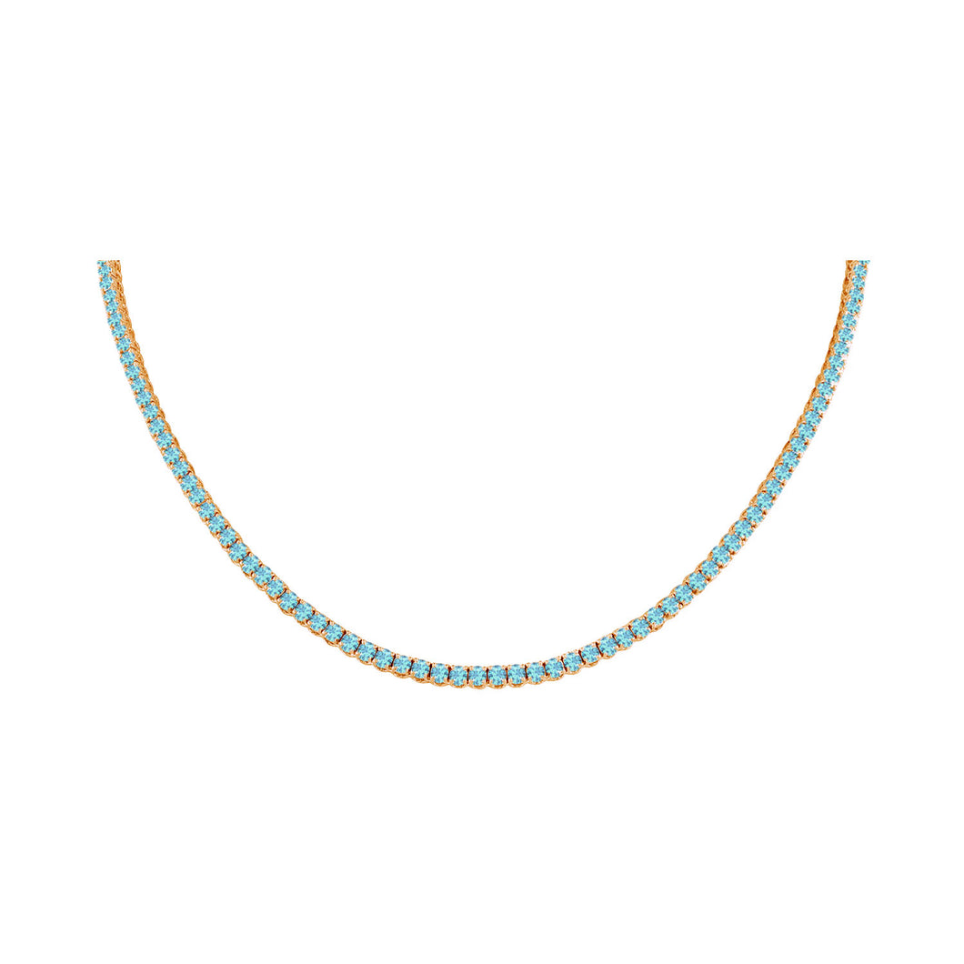 14k 5.00ctw Turquoise Tennis Choker Necklace