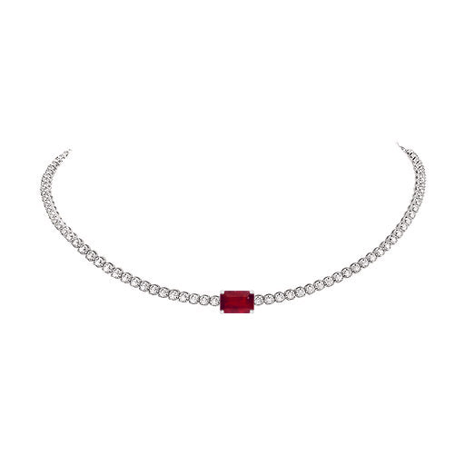 14k Ruby and Diamond Tennis Choker Necklace