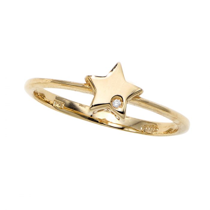 14K Gold 0.005ctw Diamond Star Ring