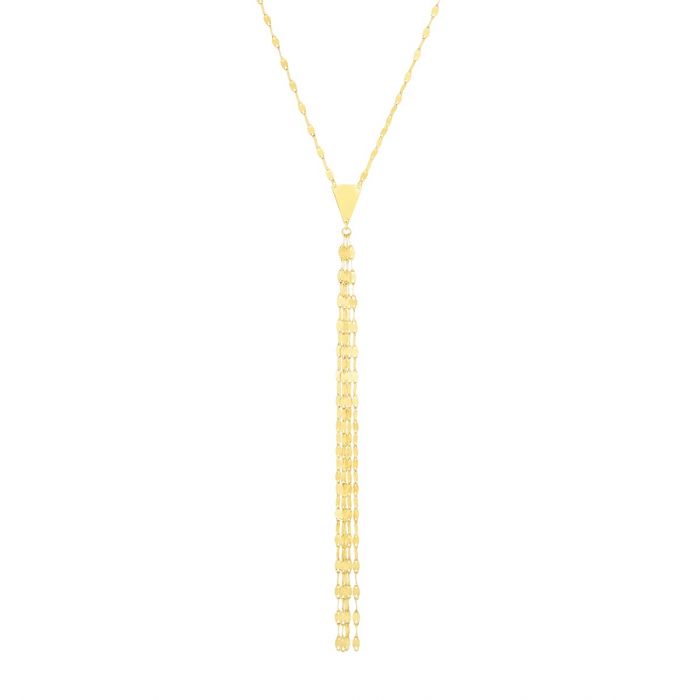 14k Gold Fancy Lariat Mirror Chain Necklace