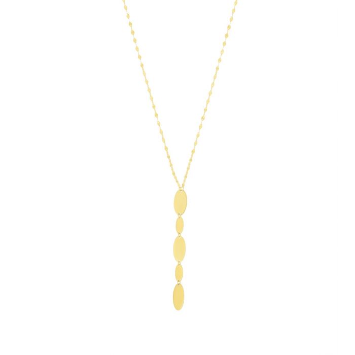 14K Yellow Gold Lariat Pebbles Necklace
