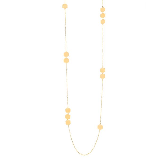 14K Gold Stationed Hexagon Element Necklace