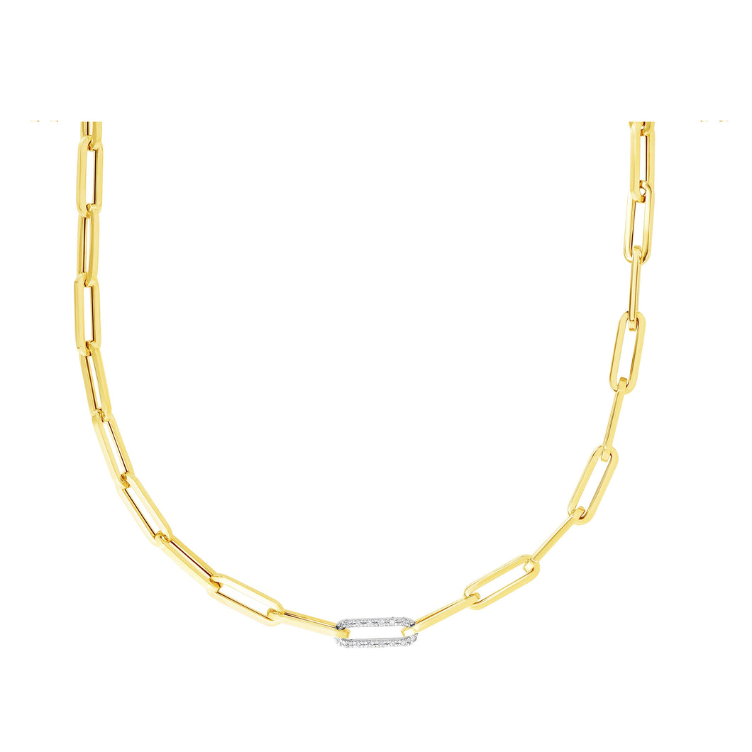14K 0.32ctw Diamond Paperclip Chain Necklace