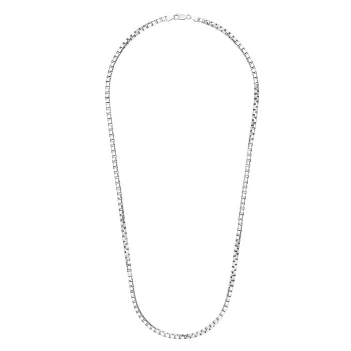 Silver 3.7mm Octogonal Box Chain Necklace