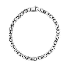 Load image into Gallery viewer, Silver 5mm Men&#39;s Gunmetal Byzantine Chain Bracelet
