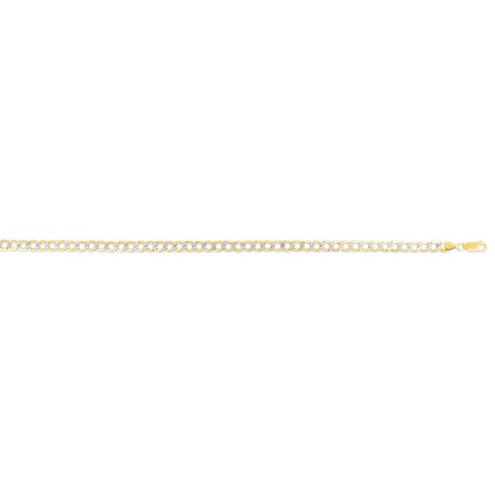 14K Gold 4.5mm Lite White Pave Curb Chain Necklace