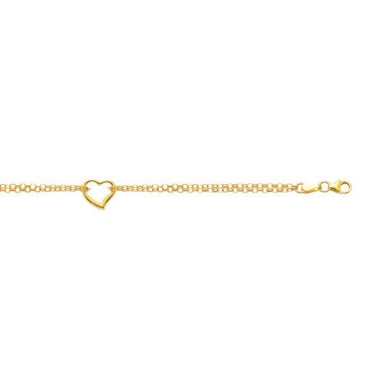 Royal Chain 10K Gold Polished Heart Anklet  123ANK