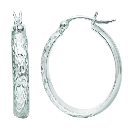 Royal Chain 10K Gold Oval Diamond Cut Hoop Earring 3006ER