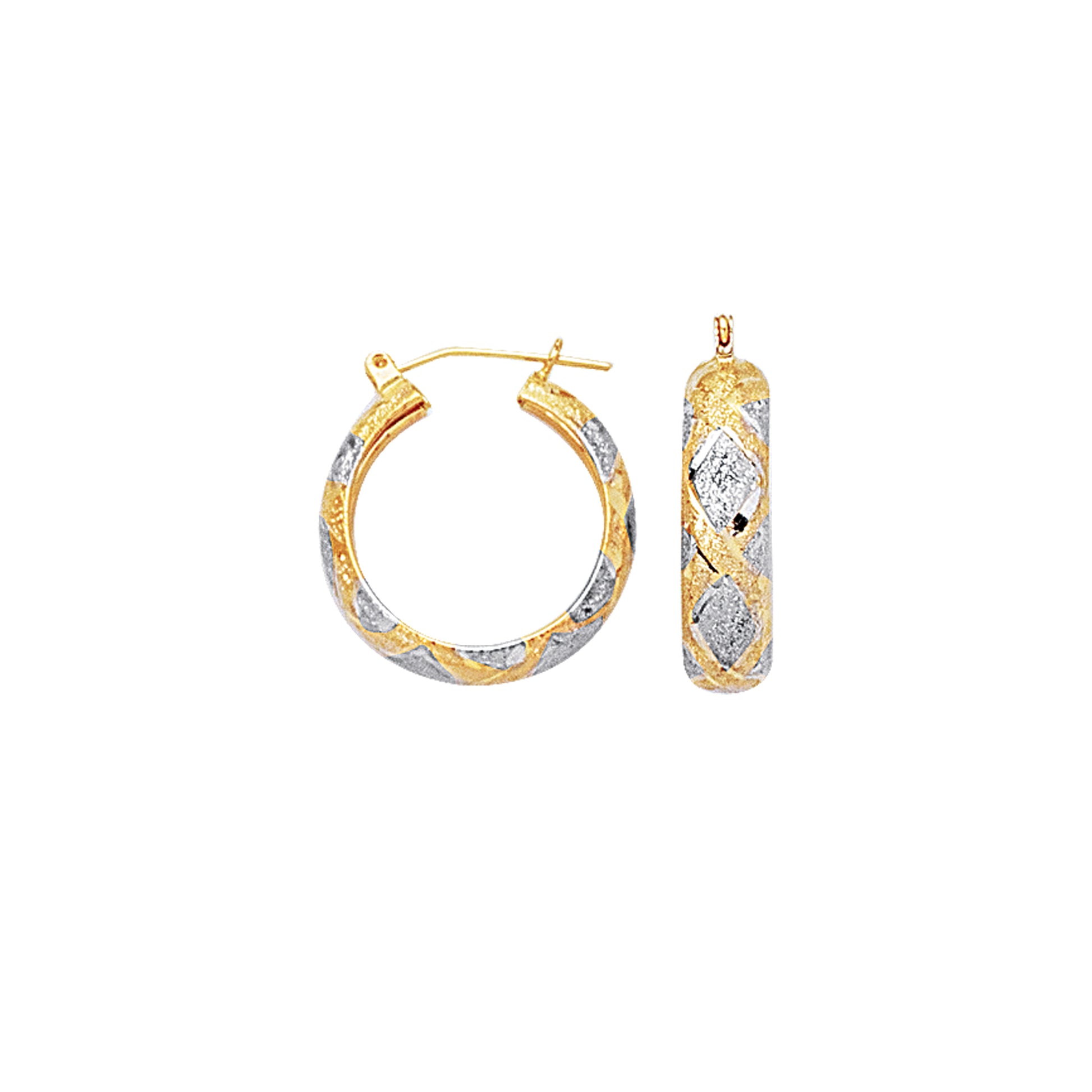 Royal Chain 10K Gold Diamond Cut X Hinged Hoop Earring 437FT