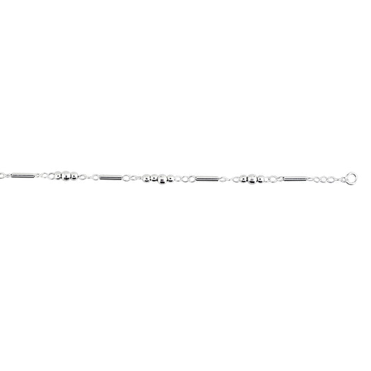 Royal Chain Silver Triple Bead Station and Bar Anklet AGANK104