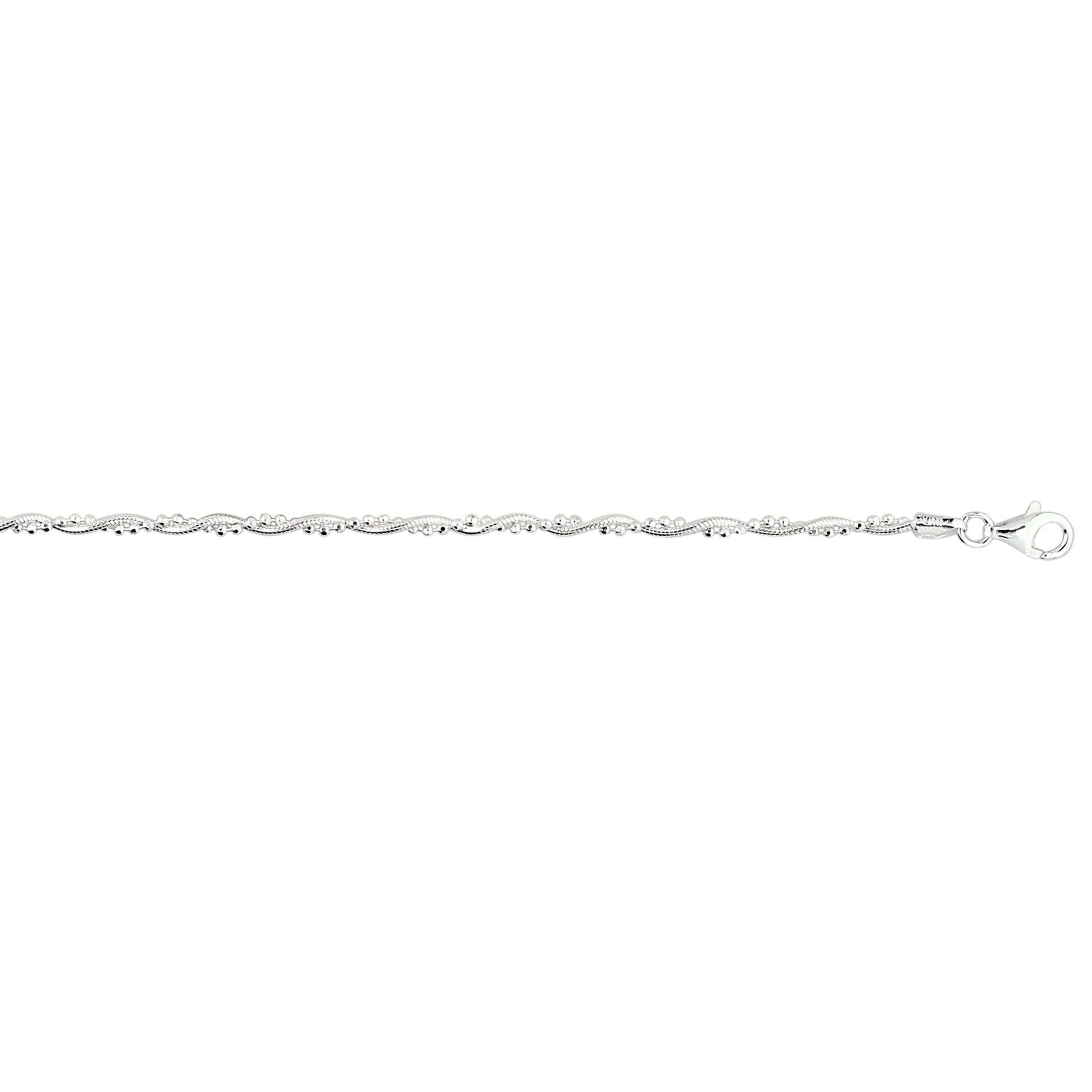 Royal Chain Silver Twisted Bead Anklet AGANK126