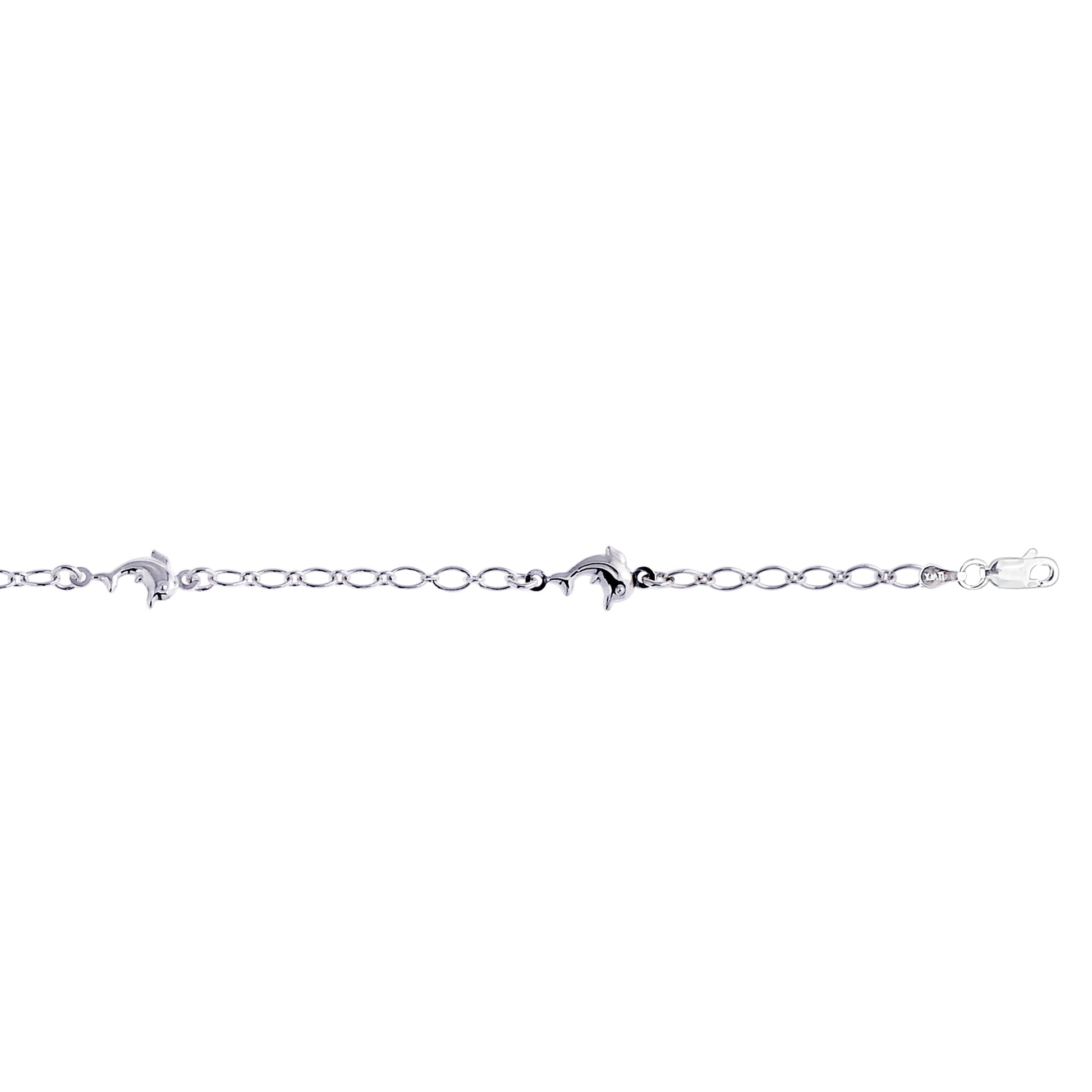 Royal Chain Silver Dolphin Station Anklet AGANK127
