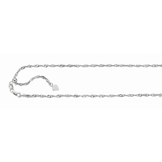 Royal Chain Silver 1.5mm Adjustable Singapore Chain AGASG025
