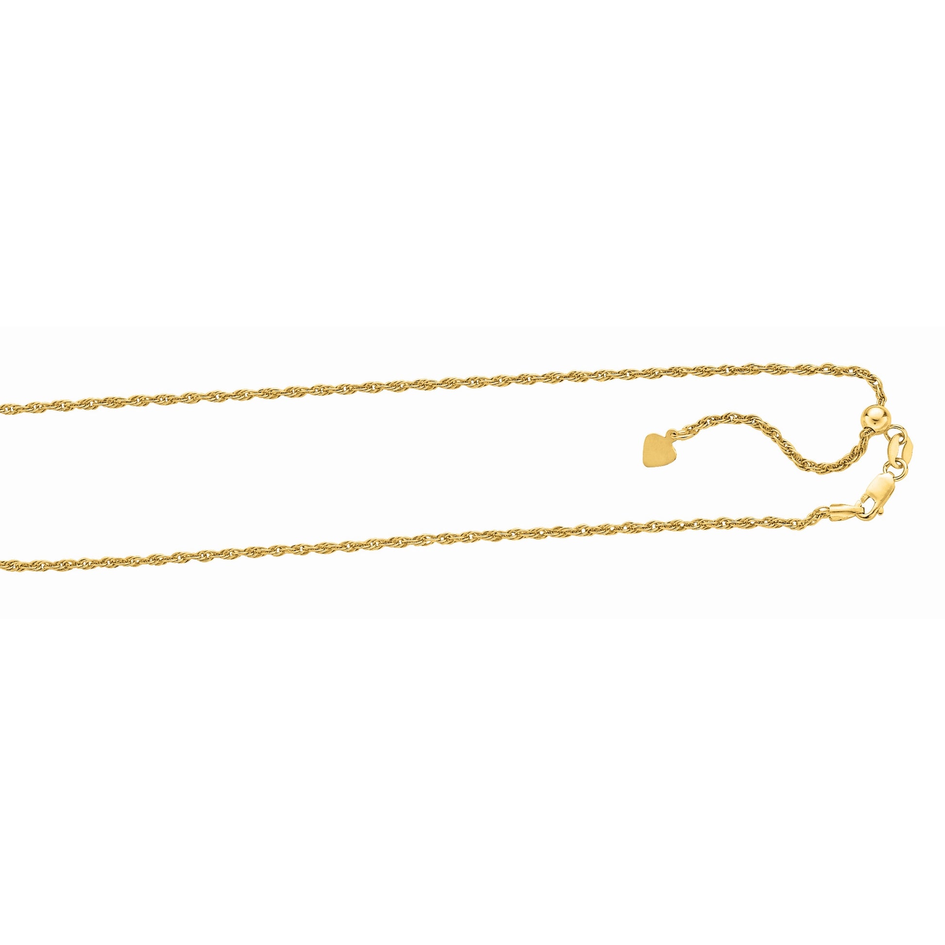 Royal Chain Silver 1.5mm Adjustable Yellow Rope Chain AGAYRY035