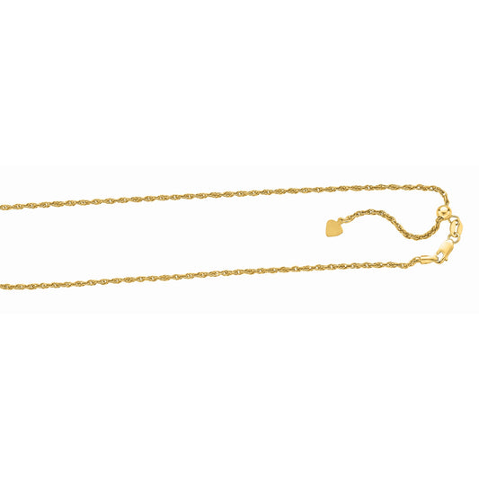 Royal Chain Silver 1.5mm Adjustable Yellow Rope Chain AGAYRY035