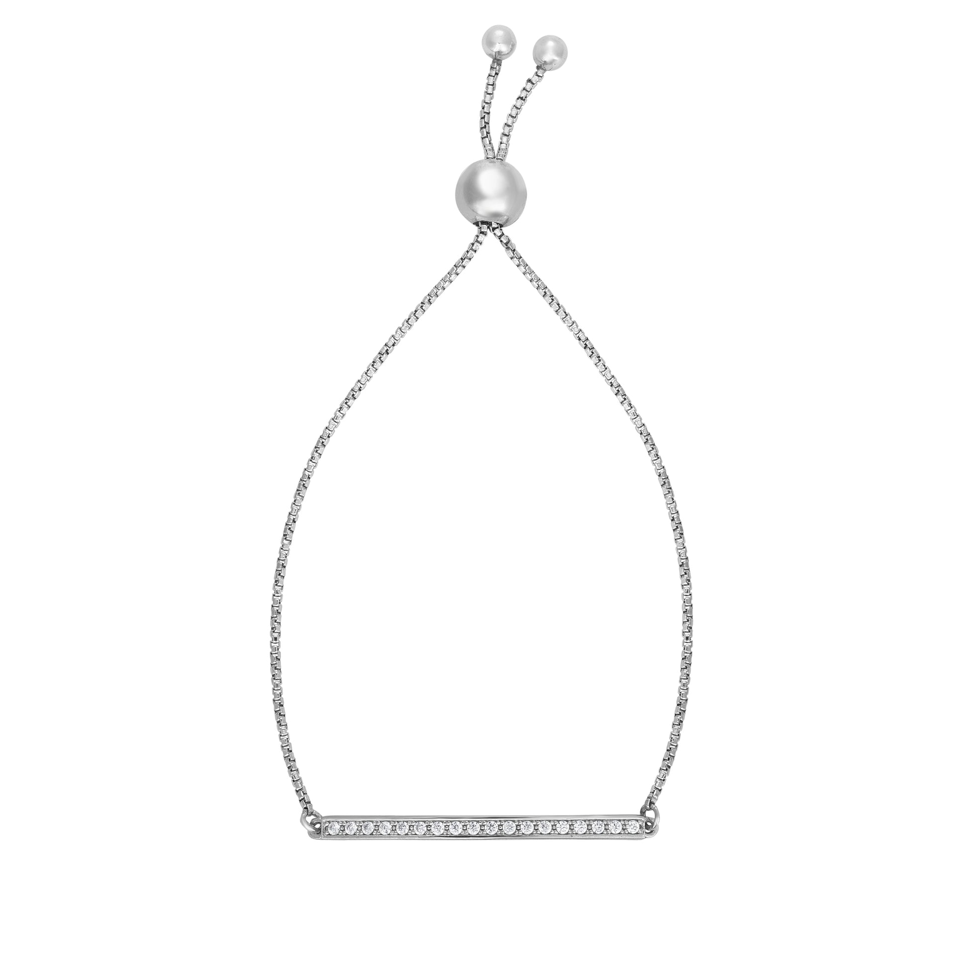 Royal Chain Sterling Silver CZ Bar Friendship Bracelet AGBRC2194