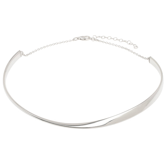 Royal Chain Silver Sculpted Collar Necklace AGC17164