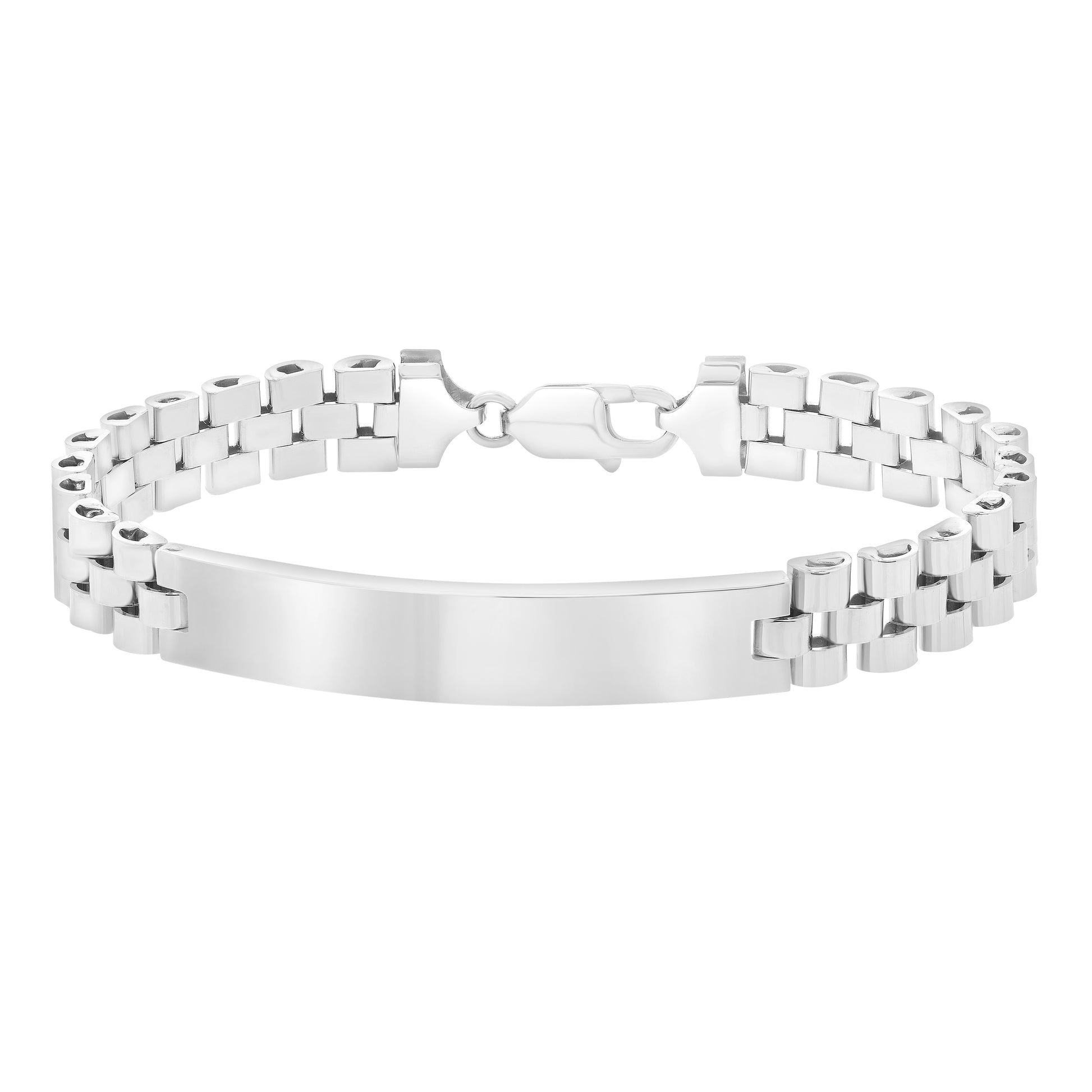 Royal Chain Silver Railroad ID Bracelet AGC17296
