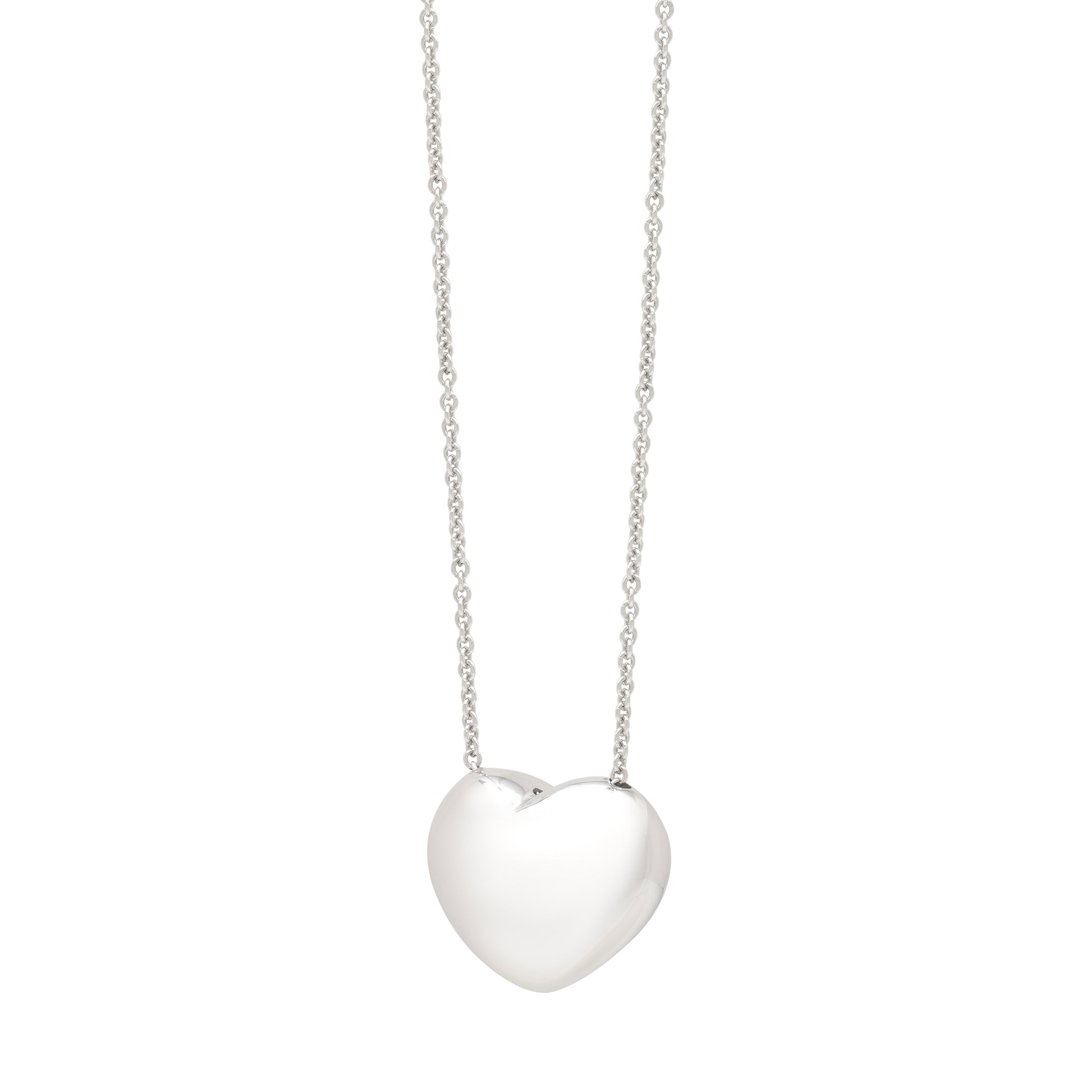 Royal Chain Silver Puffy Heart Necklace AGC17306