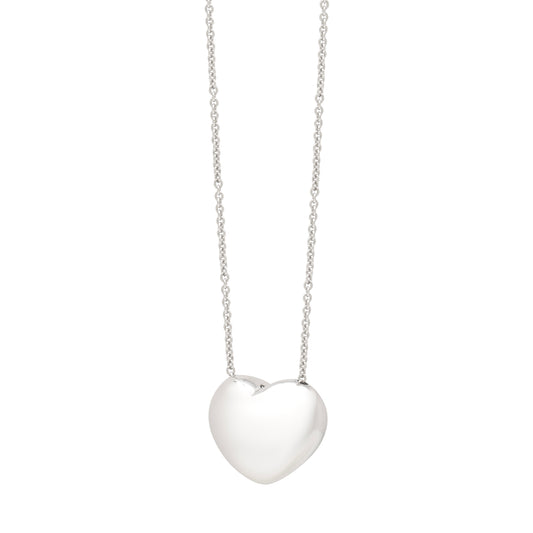 Royal Chain Silver Puffy Heart Necklace AGC17306