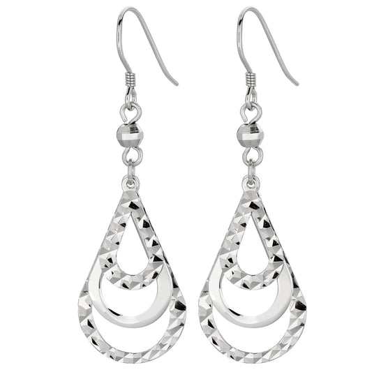 Royal Chain Silver Multi Row Pear Drop Earring AGE1134