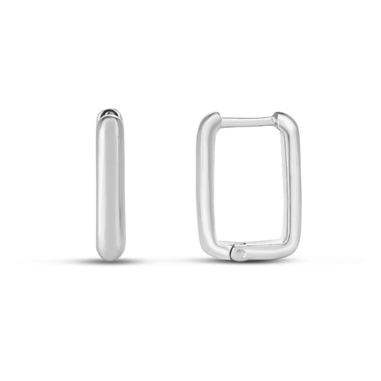 Royal Chain Silver Rectangular Snap Hoops AGE15082