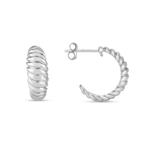 Royal Chain Silver Small Ribbed Hoops AGE15083