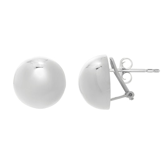 Royal Chain Silver Puffed Button Omega Earring AGE15950