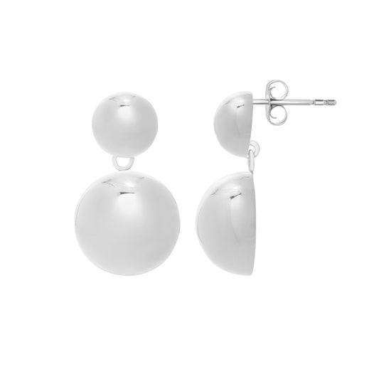 Royal Chain Silver Puffed Round Button Drop Earrings AGE15968