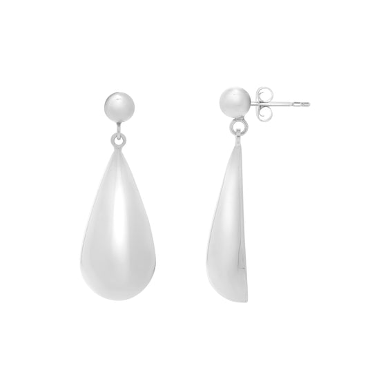 Royal Chain Silver Puffed Teardrop Dangle Earrings AGE15973