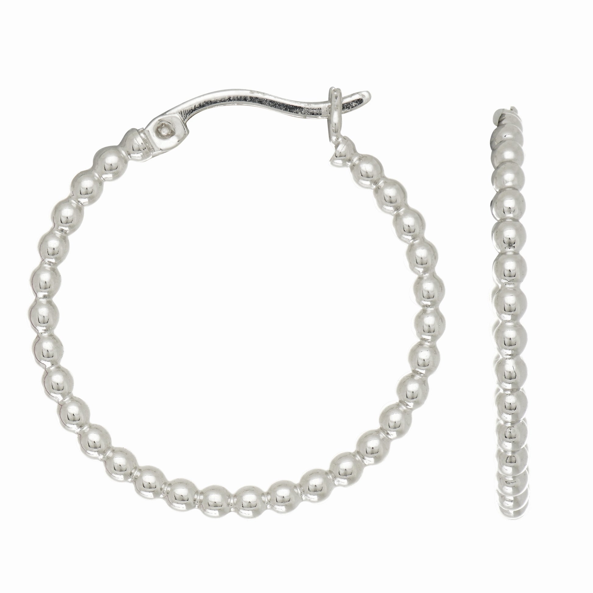 Royal Chain Silver Small Bead Hoop Earring  AGE1777