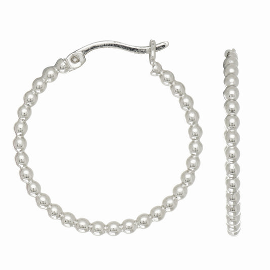 Royal Chain Silver Small Bead Hoop Earring  AGE1777