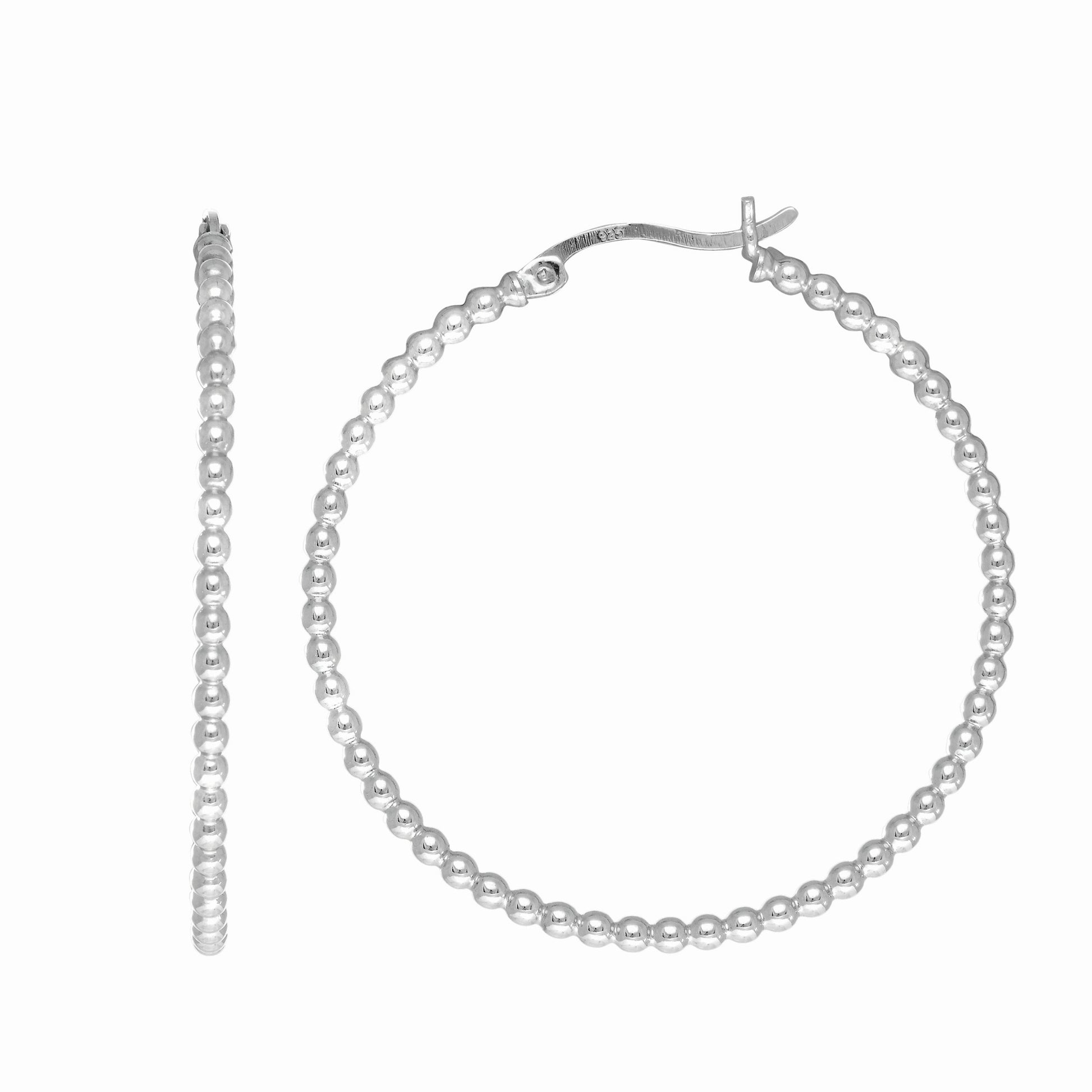 Royal Chain Silver Large Bead Hoop Earring AGE1782