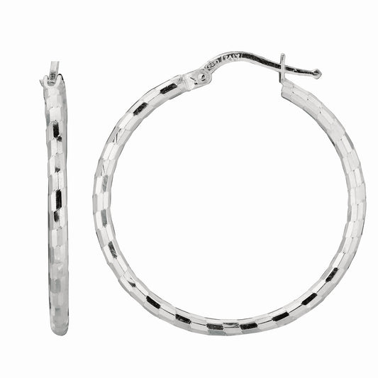 Royal Chain Silver Squares Large Hoop Earring AGE500