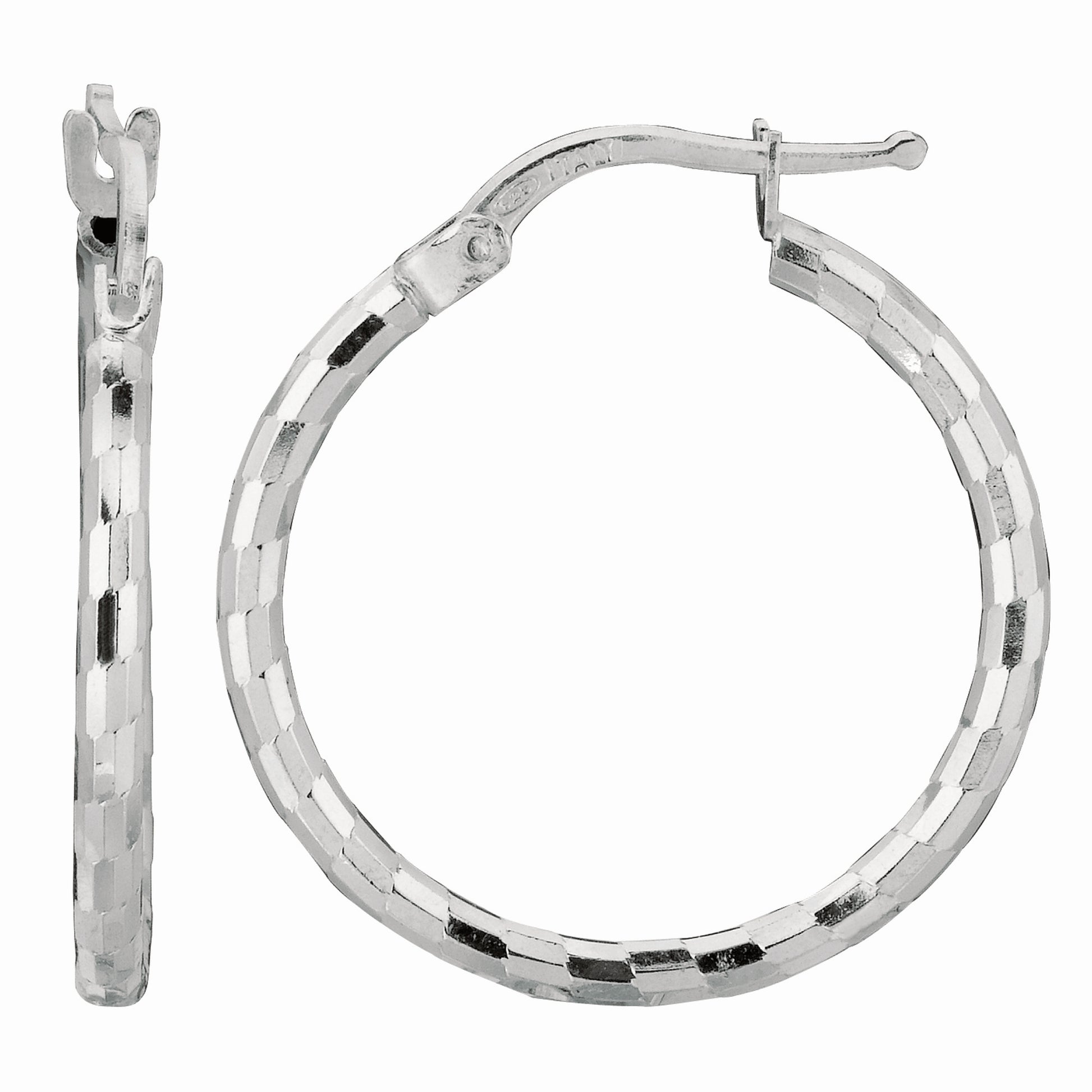 Royal Chain Silver Squares Large Hoop Earring AGE500