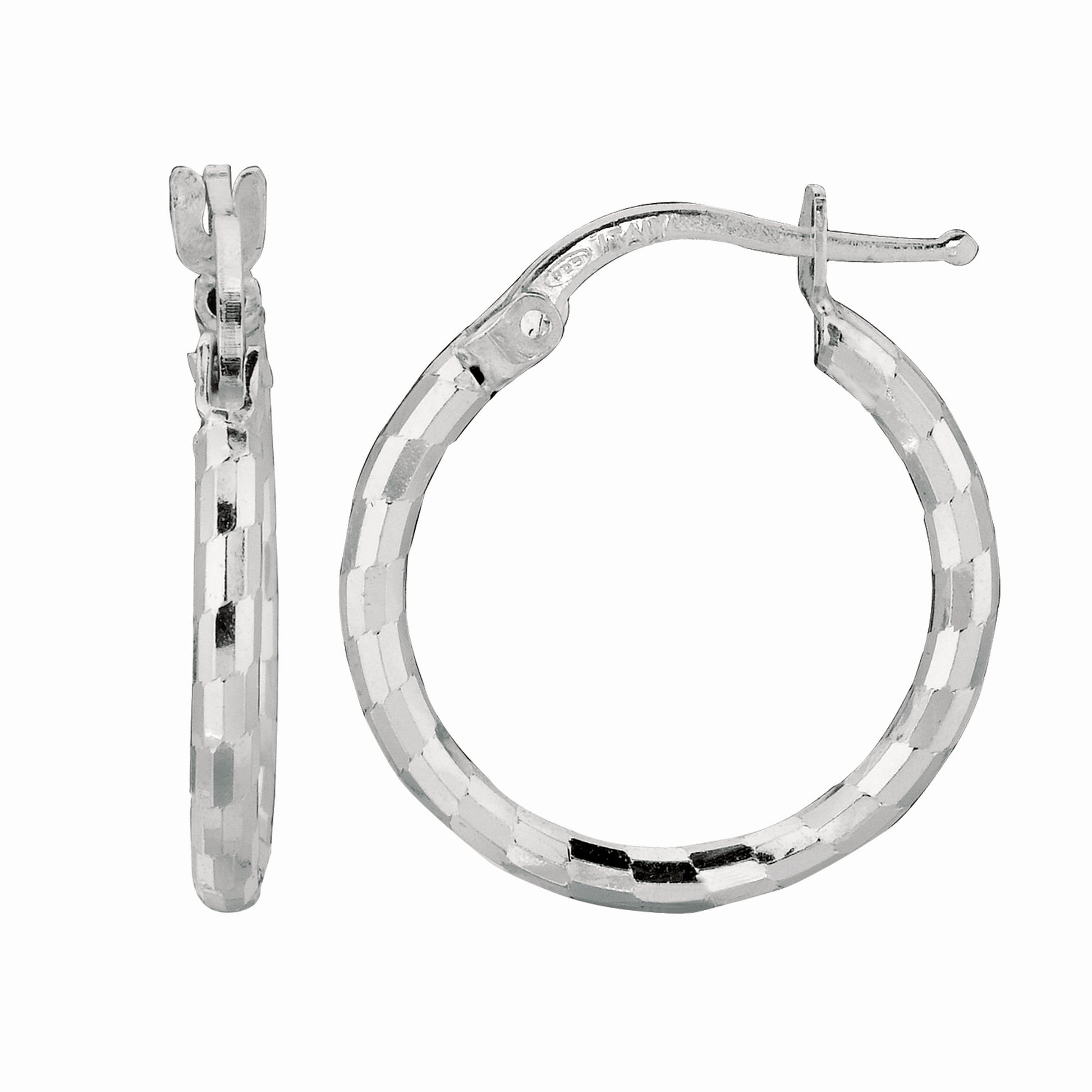 Royal Chain Silver Squares Large Hoop Earring AGE500
