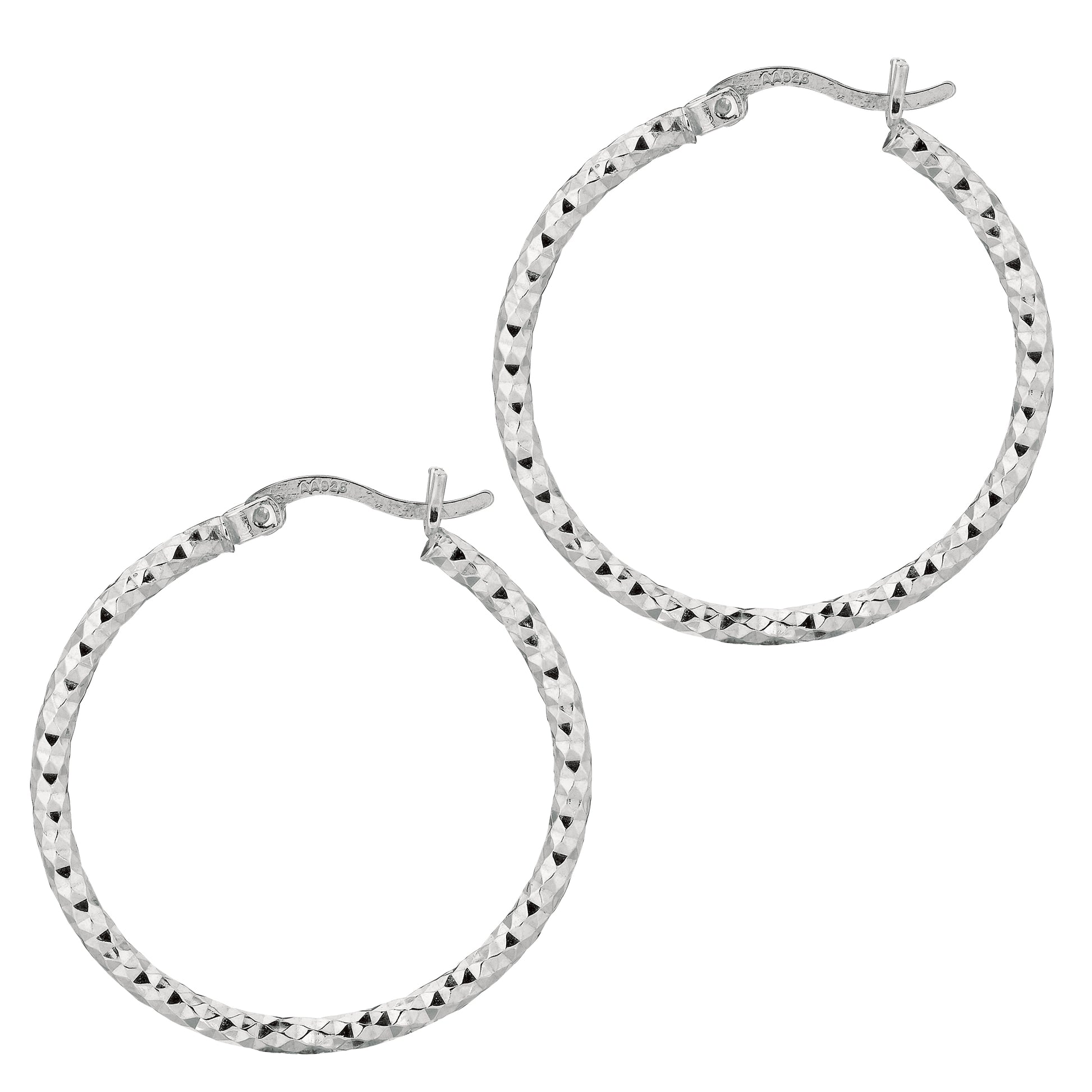 Royal Chain Silver 2x15MM Diamond Cut Earring AGE555