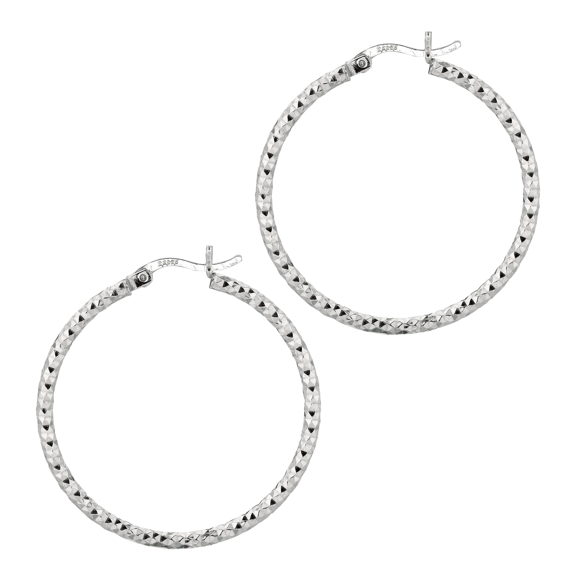 Royal Chain Silver 2x15MM Diamond Cut Earring AGE555