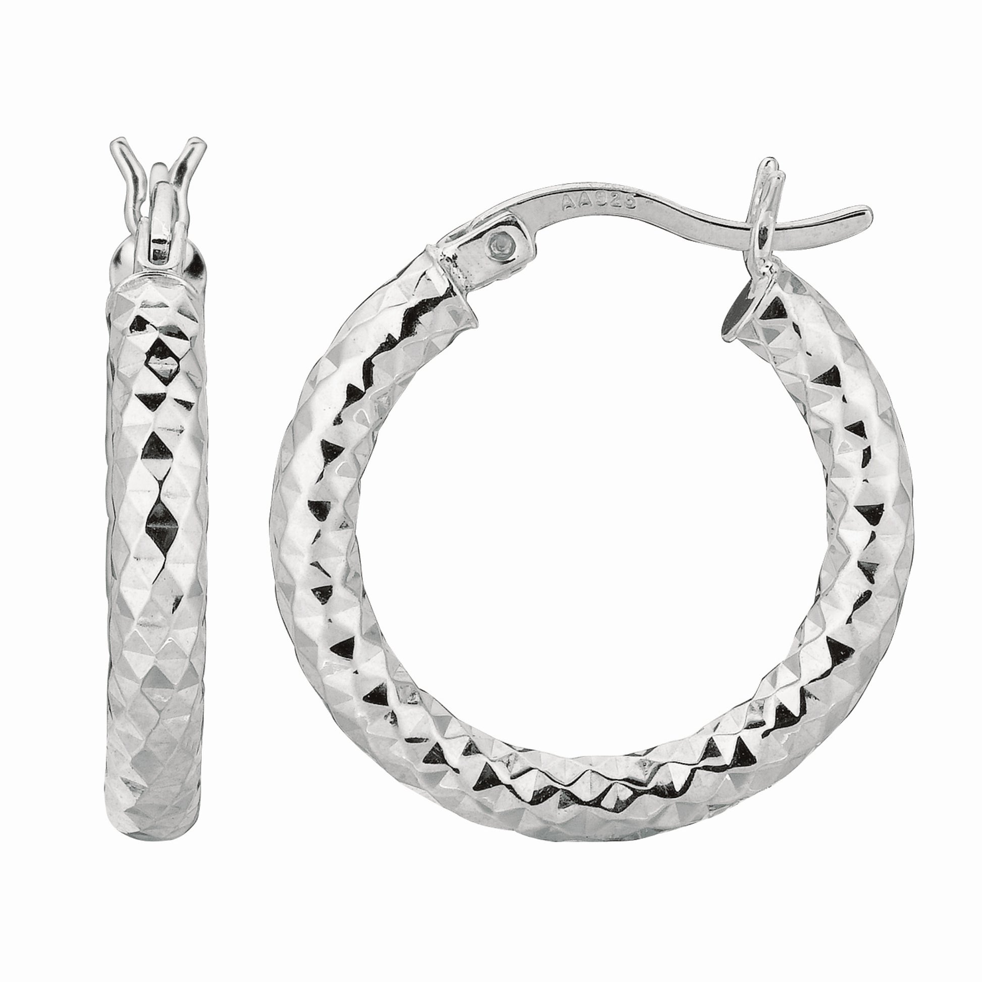Royal Chain Silver 2x15MM Diamond Cut Earring AGE555